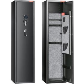 5 Rifles Gun Safe, Rifle Safe with Digital Keypad & Lock, Gun Storage Cabinet with Built-in Storage Locker 5 Rifles Gun Safe, Rifle Safe with Digital Keypad & Lock, Gun Storage Cabinet with Built-in Storage Locker